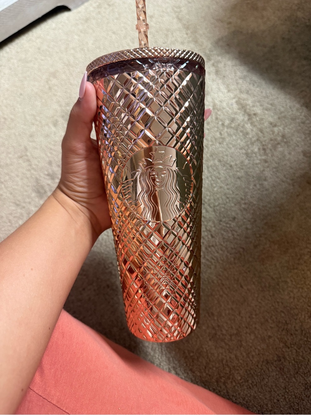 Starbucks Rose Gold Studded Tumbler with Matching Straw